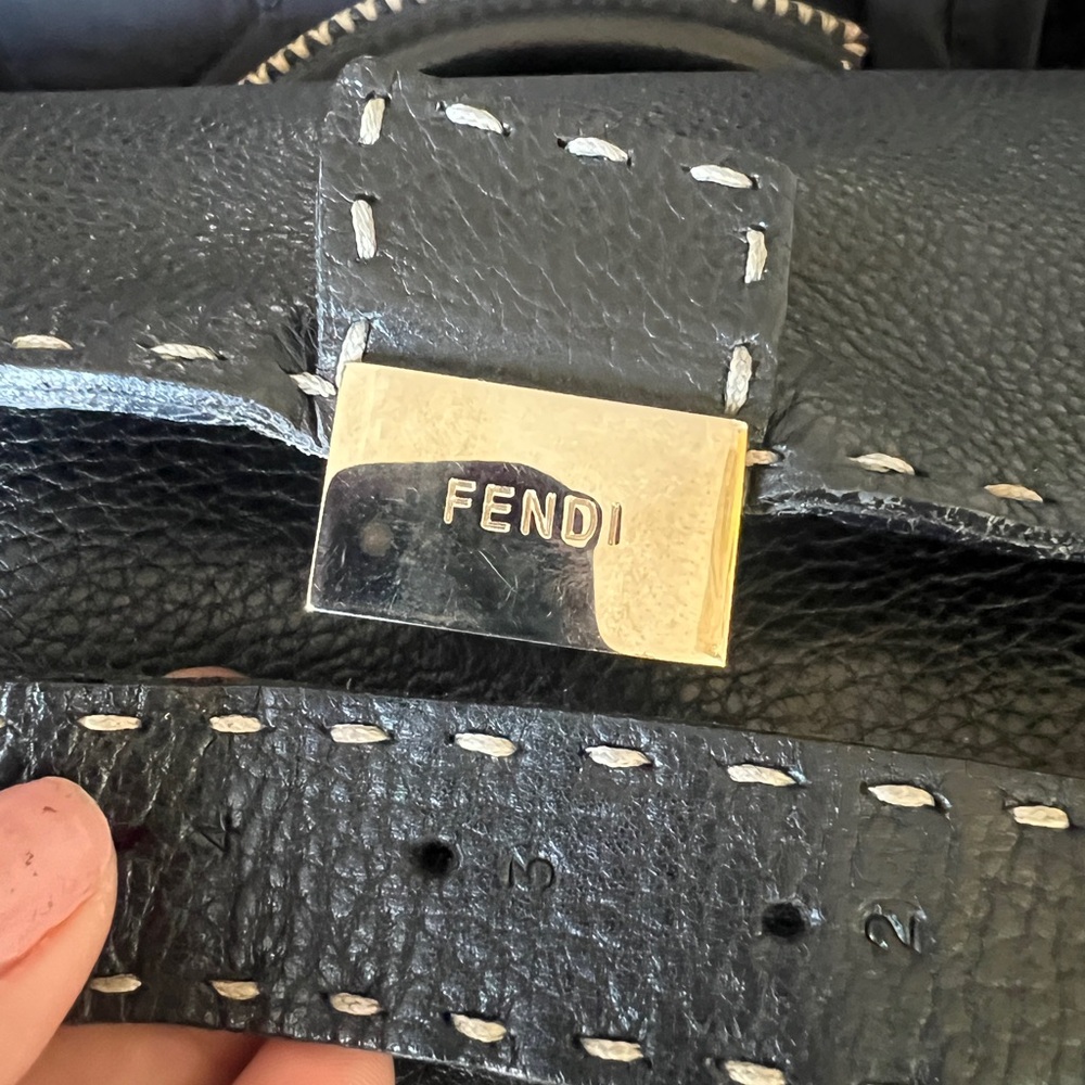 FENDI Black Leather Briefcase with Stitch Detail - Picture 3 of 13